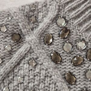 Kenar Gray 100% Merino Wool Sweater Dress with Embellishments size XS